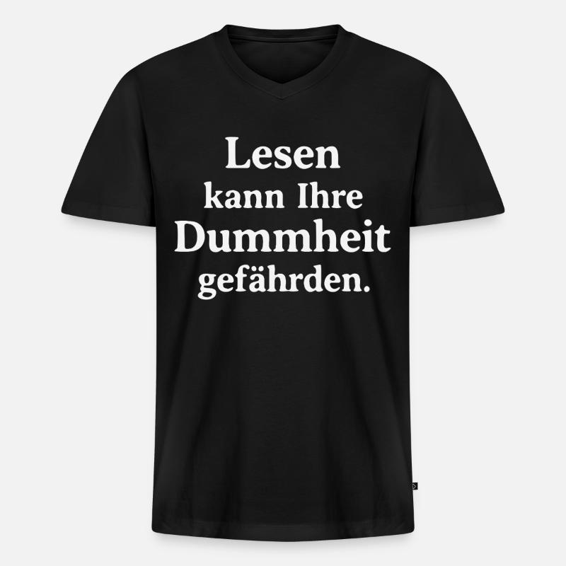 Reading can jeopardize your stupidity - Men's Premium Organic T-shirt with V-neck - black