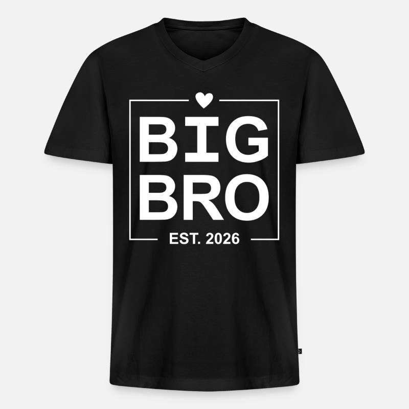 Big Bro Est. 2026 - Männer Premium Bio T-Shirt mit V-Ausschnitt - Schwarz
