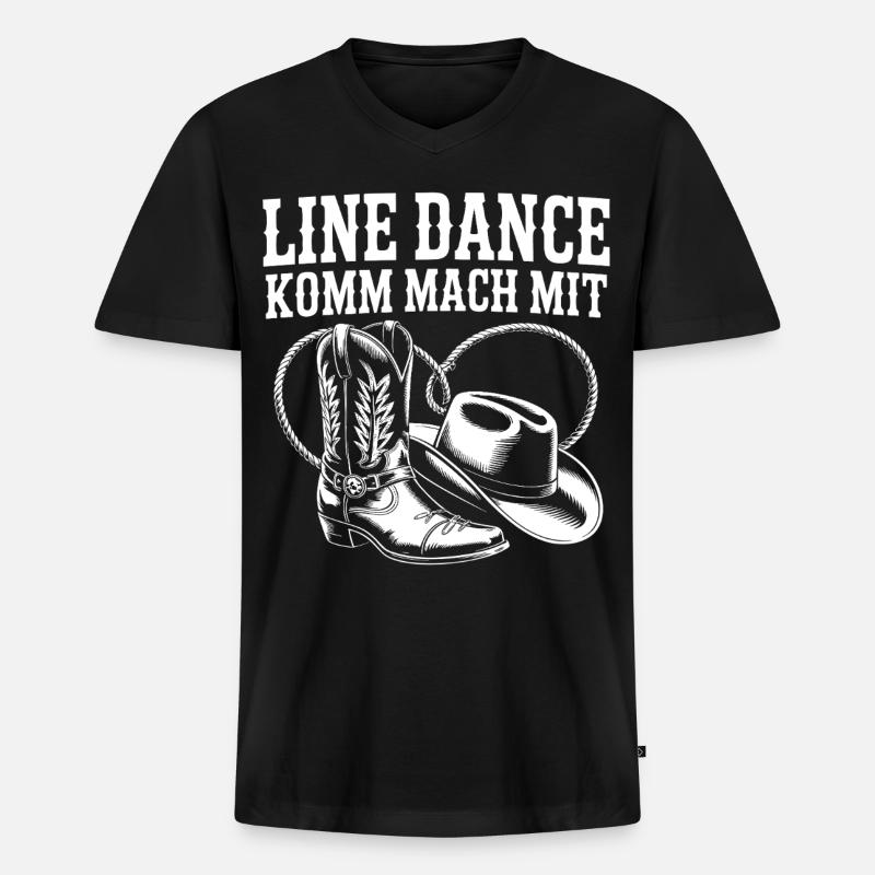 Line Dance Komm mach mit - Männer Premium Bio T-Shirt mit V-Ausschnitt - Schwarz