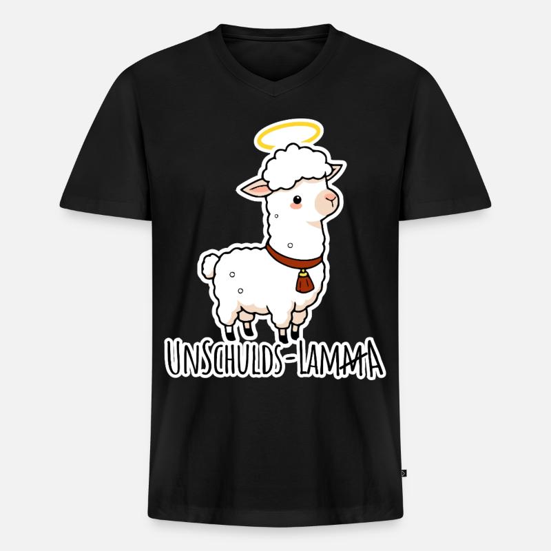 Unschulds-Lamm äh Lama Flachwitz - Männer Premium Bio T-Shirt mit V-Ausschnitt - Schwarz
