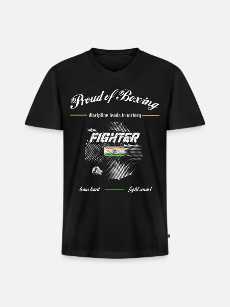 Proud of Boxing FIGHTER India - Men's Premium Organic T-shirt with V-neck - black