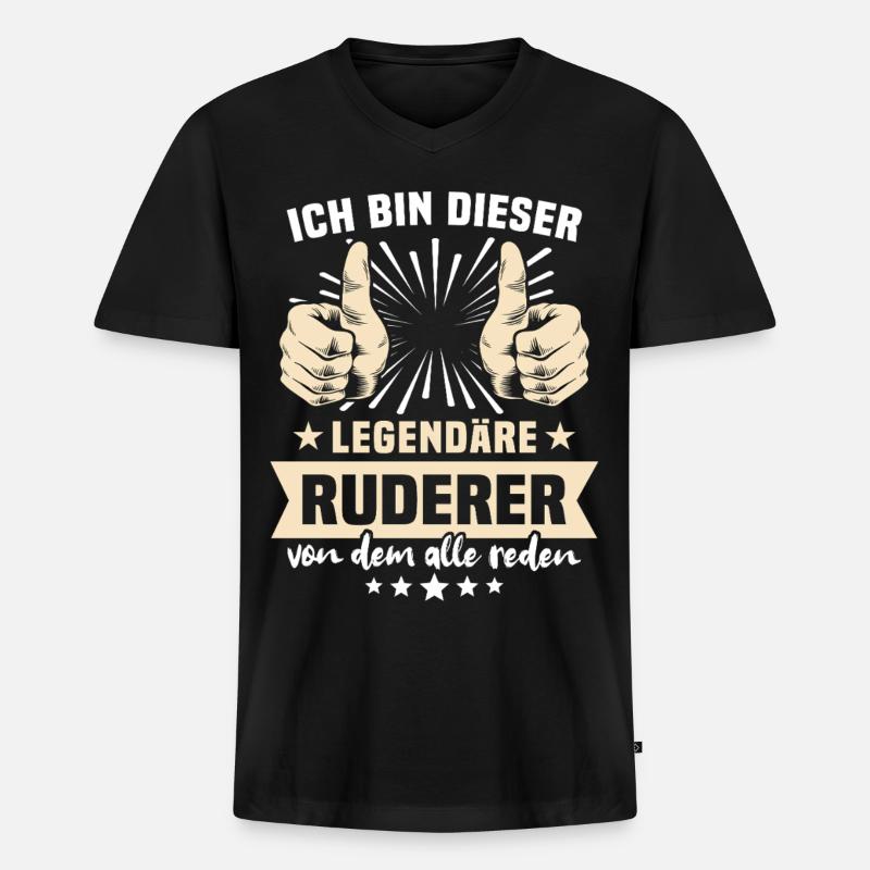 Ruderer Sprüche - Männer Premium Bio T-Shirt mit V-Ausschnitt - Schwarz