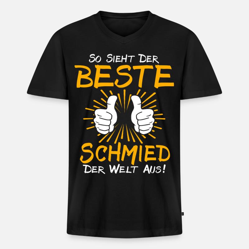Schmied Geschenkidee - Männer Premium Bio T-Shirt mit V-Ausschnitt - Schwarz