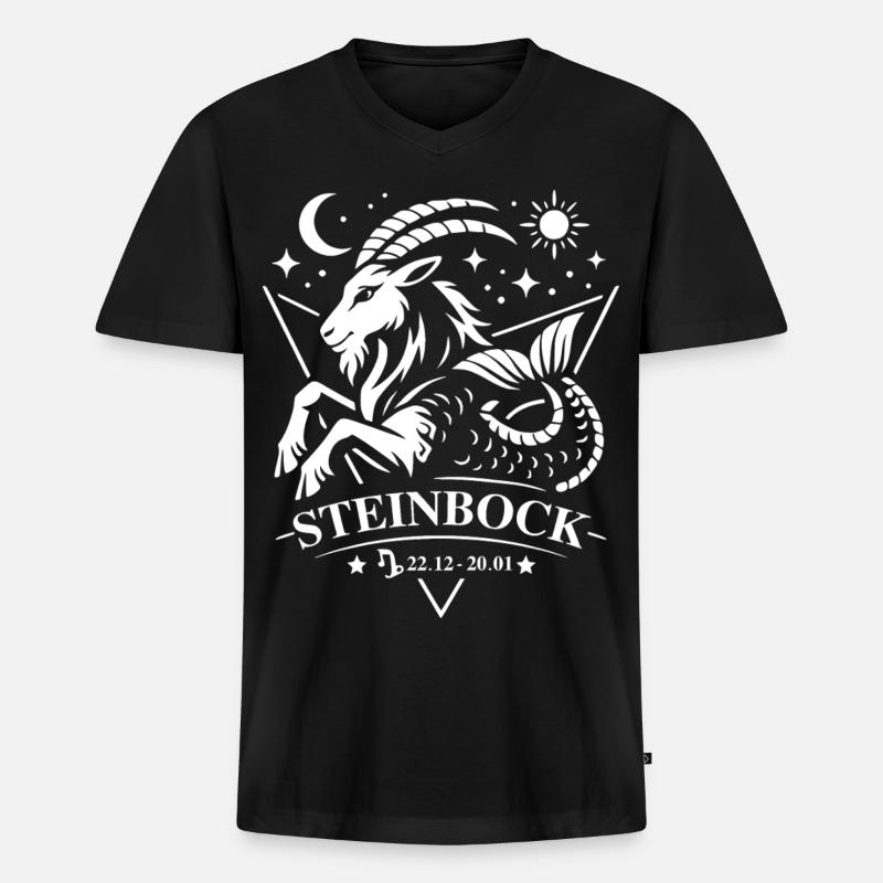 Steinbock Sternenzeichen - Männer Premium Bio T-Shirt mit V-Ausschnitt - Schwarz