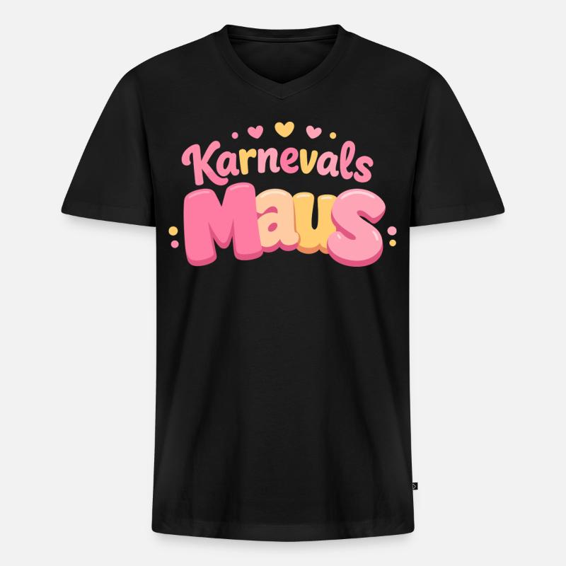 Karnevalsmaus Kölsche Mädsche – Karneval Köln - Männer Premium Bio T-Shirt mit V-Ausschnitt - Schwarz