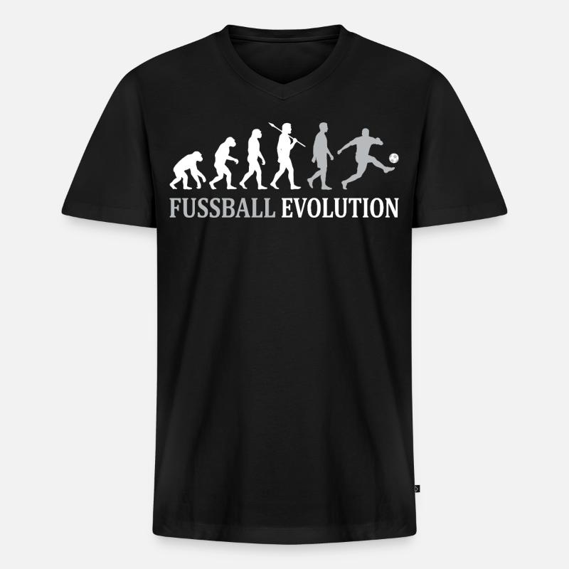 Fußball Evolution – Vom Affen zum Kicker - Männer Premium Bio T-Shirt mit V-Ausschnitt - Schwarz