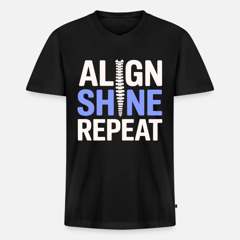 Chiropraktiker Aligned Shine Repeat Professional DC - Männer Premium Bio T-Shirt mit V-Ausschnitt - Schwarz