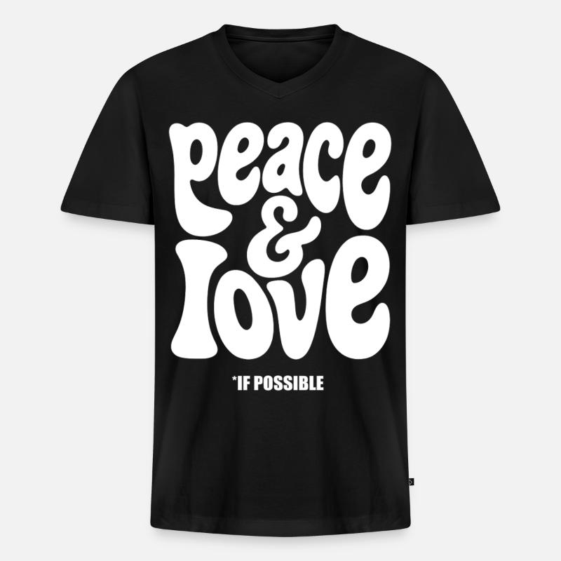 FRIEDENSLIEBE #2 – lass uns reden. - Männer Premium Bio T-Shirt mit V-Ausschnitt - Schwarz