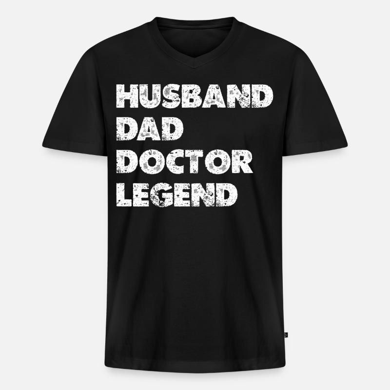 Heldenkombi Ehemann Vater Doktor - Männer Premium Bio T-Shirt mit V-Ausschnitt - Schwarz