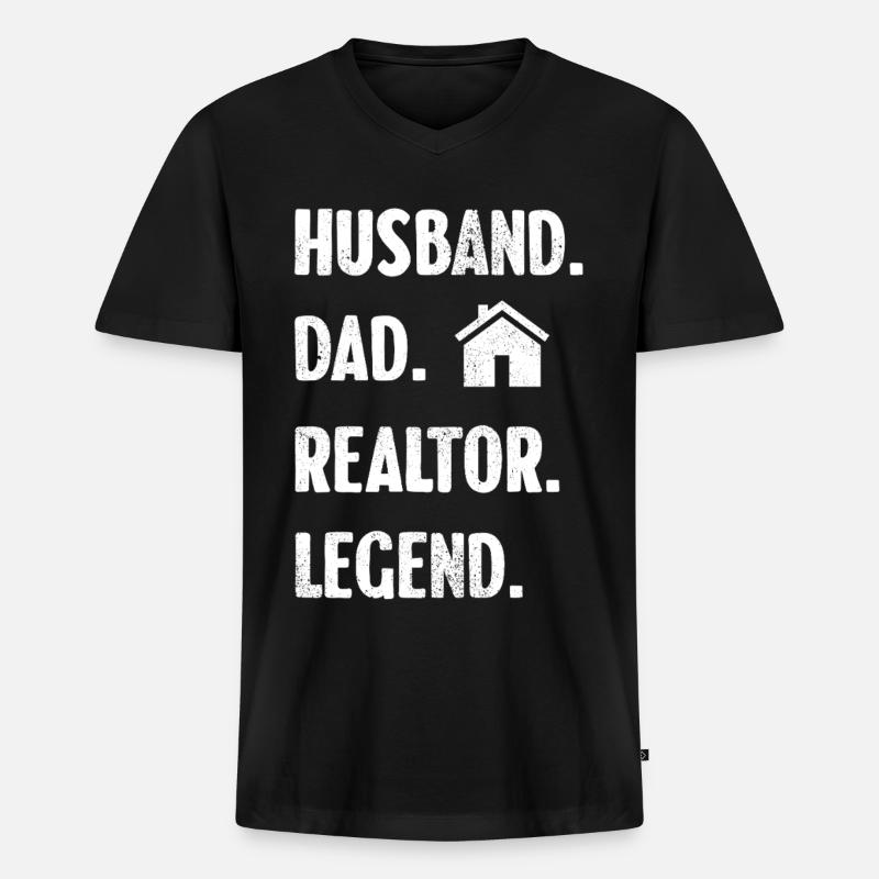 Ehemann Vater Makler Legende - Männer Premium Bio T-Shirt mit V-Ausschnitt - Schwarz