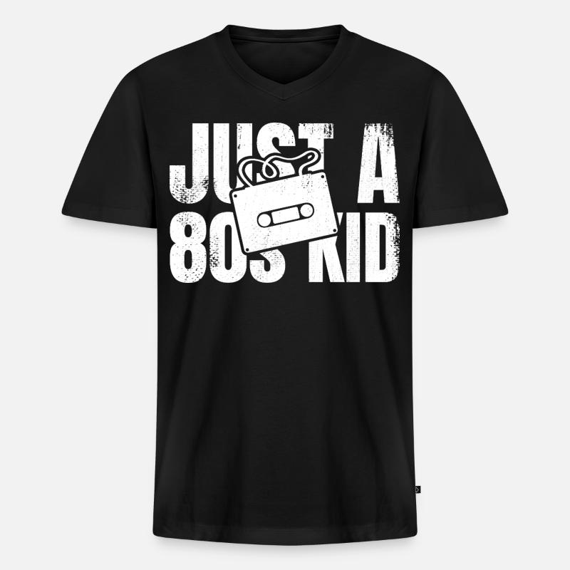 Nur ein 80er Jahre Kind - Männer Premium Bio T-Shirt mit V-Ausschnitt - Schwarz