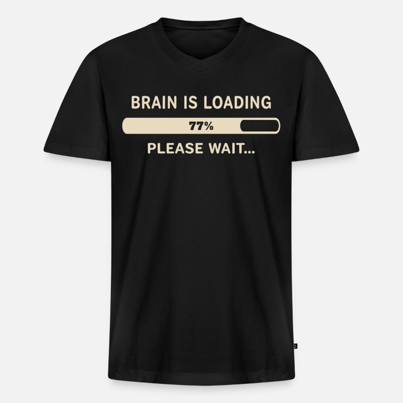 Gehirn wird geladen – Bitte warten - Männer Premium Bio T-Shirt mit V-Ausschnitt - Schwarz