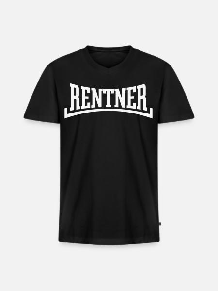 Retirees (Pension/Retirement/Concave/White) - Men's Premium Organic T-shirt with V-neck - black