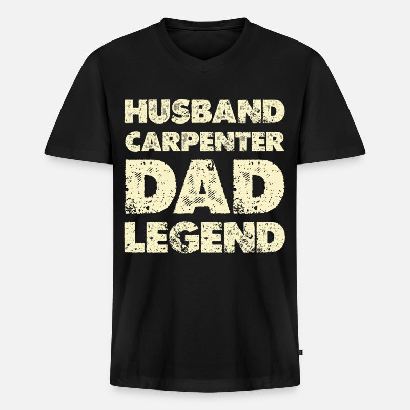 Husband Dad Legend Carpenter - Männer Premium Bio T-Shirt mit V-Ausschnitt - Schwarz
