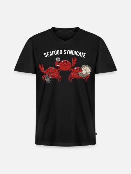 Seafood Syndicate Krabben Mafia - Männer Premium Bio T-Shirt mit V-Ausschnitt - Schwarz