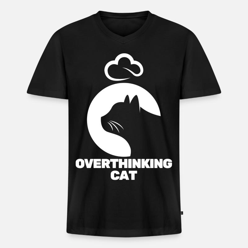 Nachdenkliche Katze - Männer Premium Bio T-Shirt mit V-Ausschnitt - Schwarz