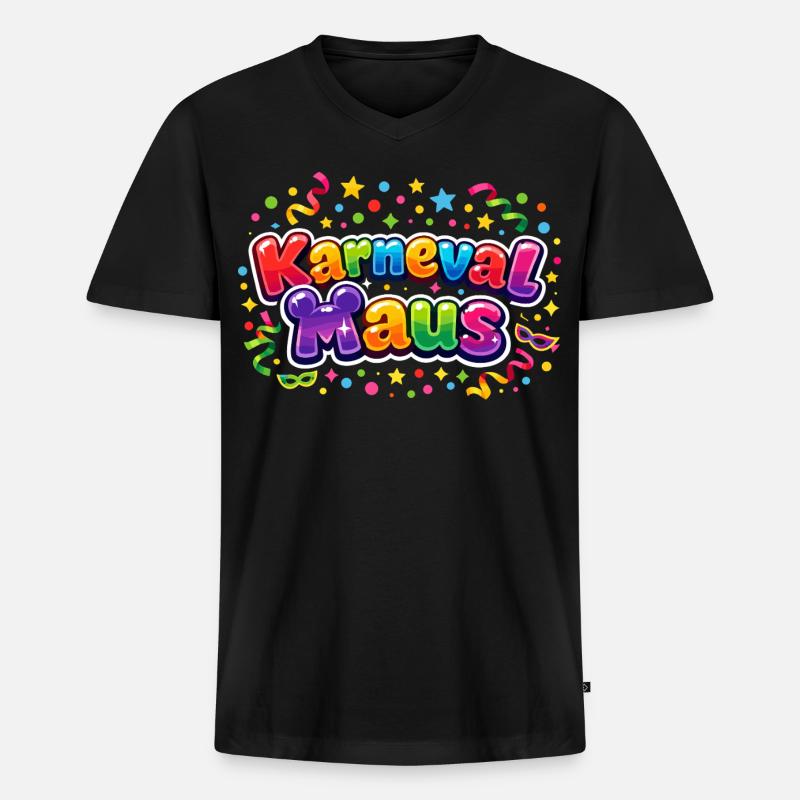 Karnevalsmaus Köln Kölner Alaaf Geschenk Lustig - Männer Premium Bio T-Shirt mit V-Ausschnitt - Schwarz