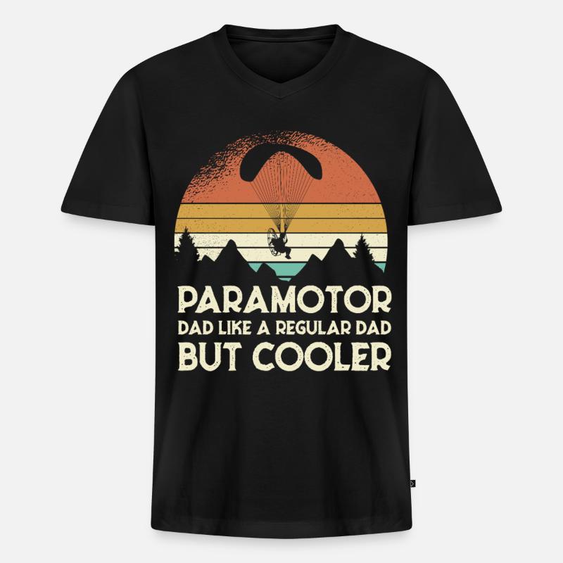 Paramotor Dad Retro Sonnenuntergang - Männer Premium Bio T-Shirt mit V-Ausschnitt - Schwarz