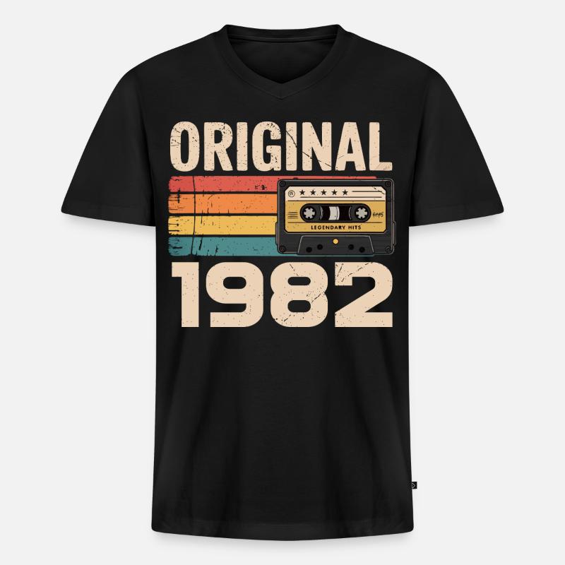 Originales 1982er Retro-Jubiläum 1982 - Männer Premium Bio T-Shirt mit V-Ausschnitt - Schwarz
