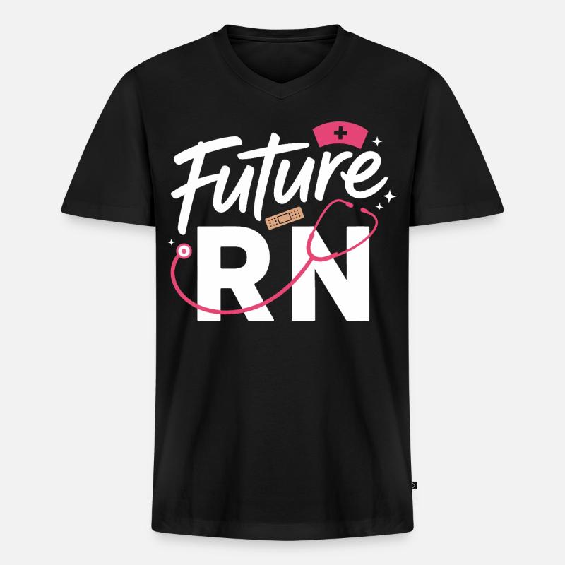 Future RN Stethoskop & Klinik - Männer Premium Bio T-Shirt mit V-Ausschnitt - Schwarz