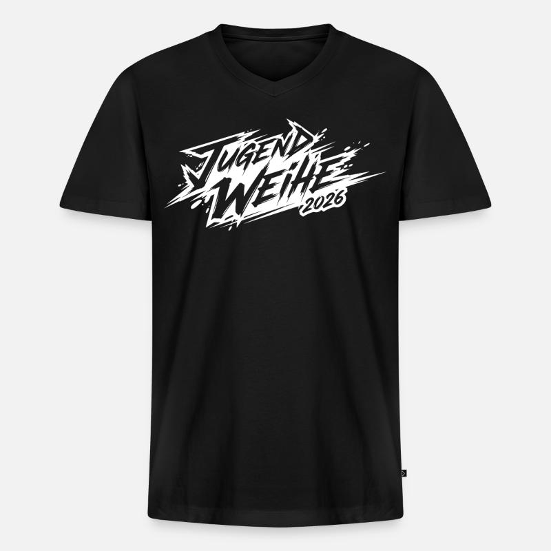 Jugendweihe 2026 - Männer Premium Bio T-Shirt mit V-Ausschnitt - Schwarz