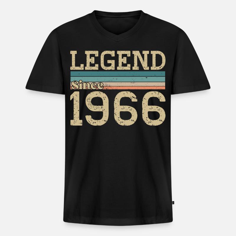 Legende seit 1966 Jubiläum 1966 - Männer Premium Bio T-Shirt mit V-Ausschnitt - Schwarz