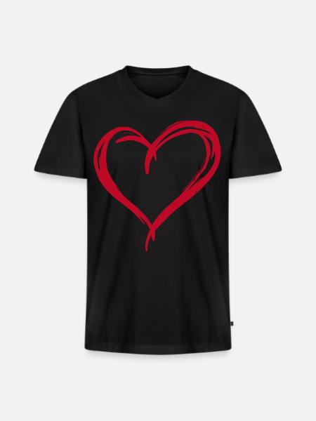 Heart - Men's Premium Organic T-shirt with V-neck - black