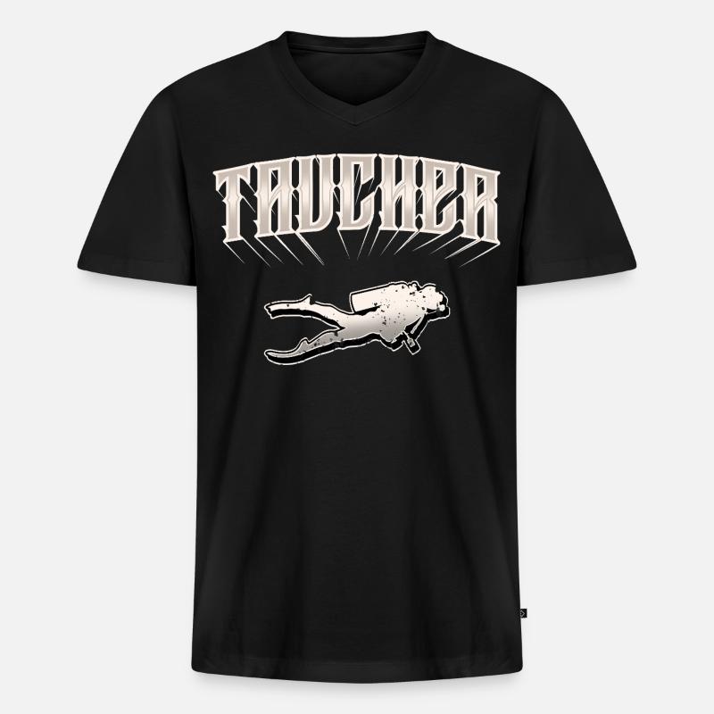 Taucher Tauchen - Männer Premium Bio T-Shirt mit V-Ausschnitt - Schwarz