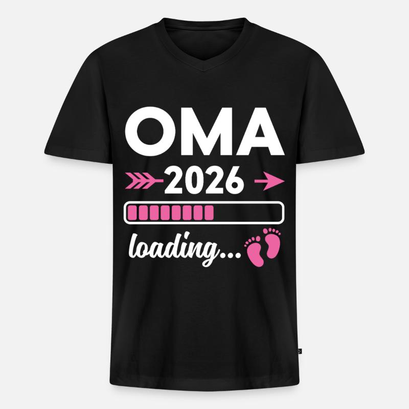 Oma 2026 Loading - Männer Premium Bio T-Shirt mit V-Ausschnitt - Schwarz