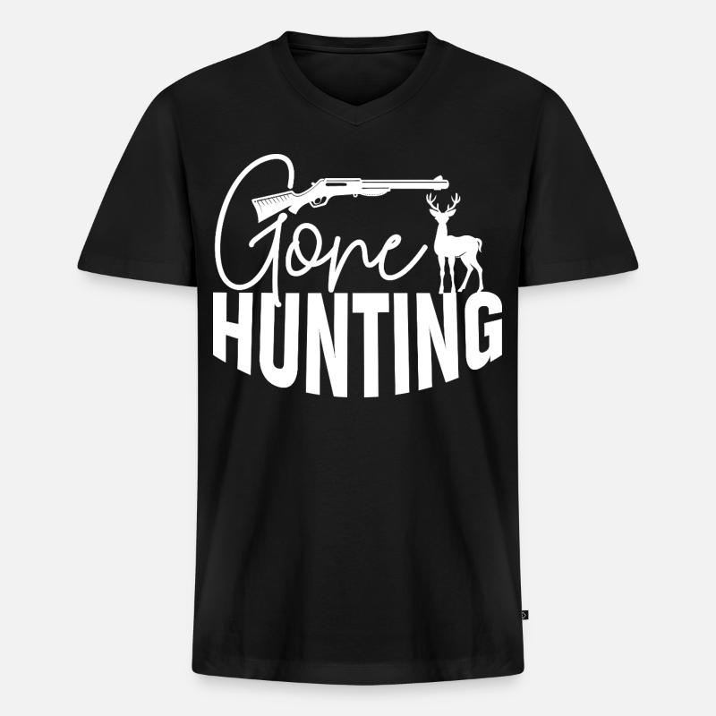 Gone Hunting - Männer Premium Bio T-Shirt mit V-Ausschnitt - Schwarz