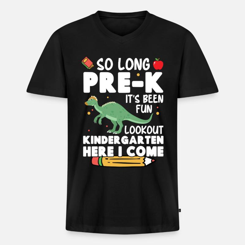 Dinosaurier-Kindergartenkostüm mit - Männer Premium Bio T-Shirt mit V-Ausschnitt - Schwarz
