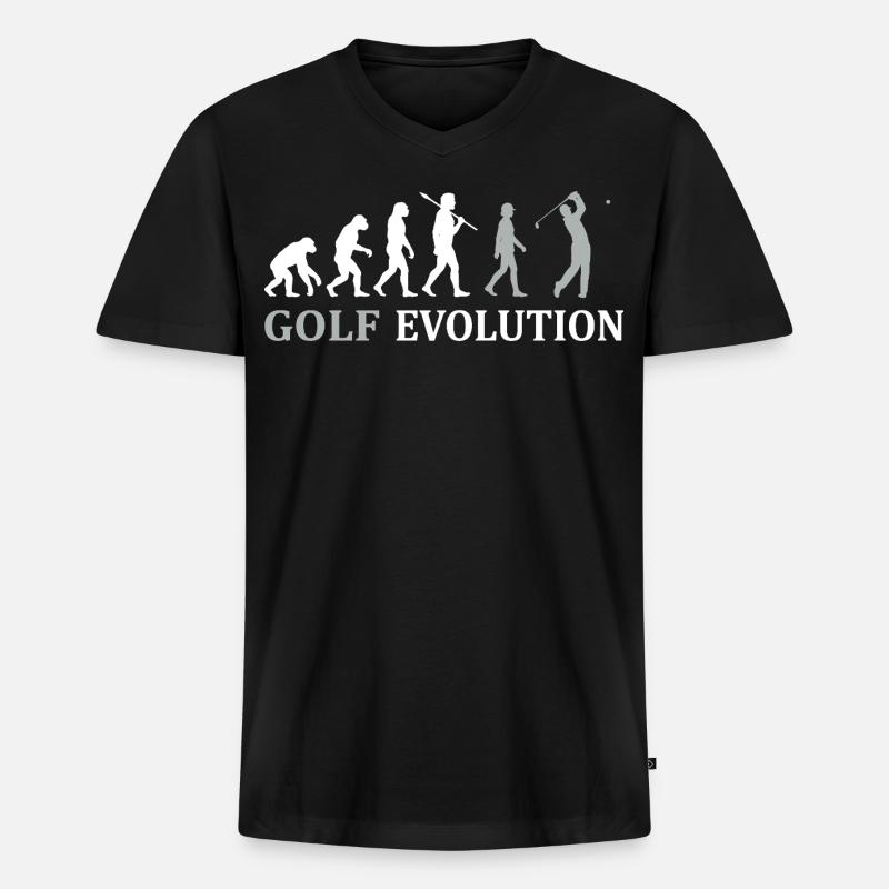 Golf Evolution – Das perfekte Golfer Geschenk - Männer Premium Bio T-Shirt mit V-Ausschnitt - Schwarz