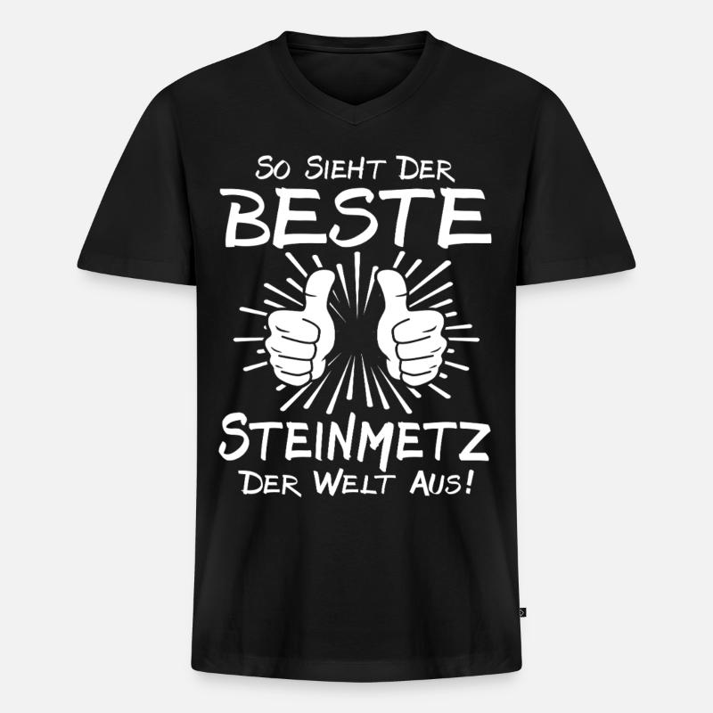 Bester Steinmetz - Männer Premium Bio T-Shirt mit V-Ausschnitt - Schwarz