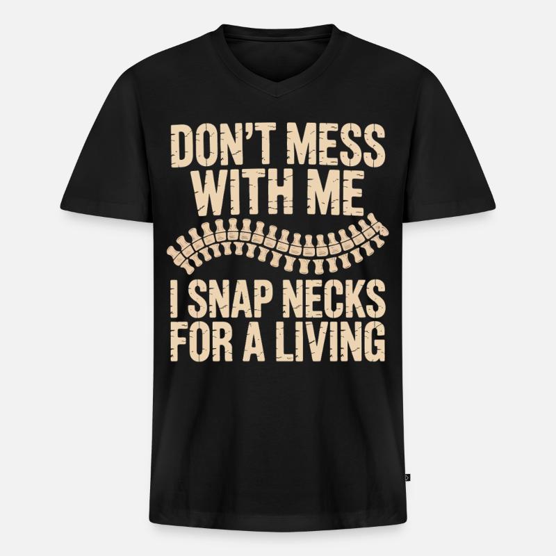 Dont Mess With Me Zip Neck - Männer Premium Bio T-Shirt mit V-Ausschnitt - Schwarz