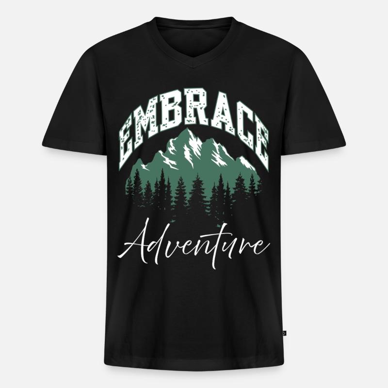 Umarme das Adventure Mountain Logo - Männer Premium Bio T-Shirt mit V-Ausschnitt - Schwarz