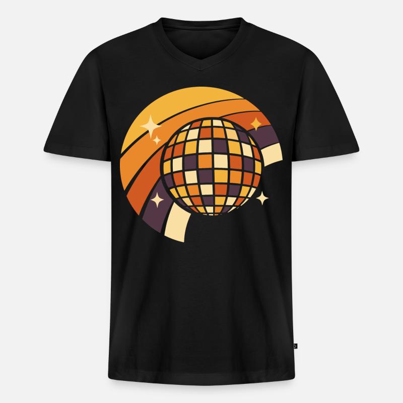 Discokugel Retro Party 80er Geschenk - Männer Premium Bio T-Shirt mit V-Ausschnitt - Schwarz