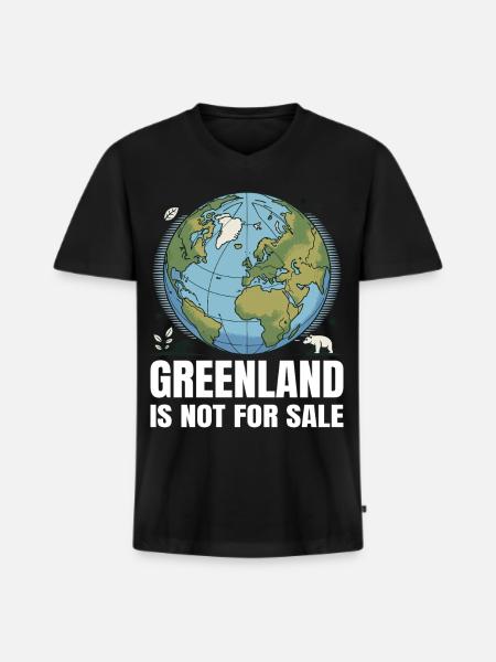Grønland er ikke til salg - Premium økologisk T-shirt med V-hals til mænd - sort