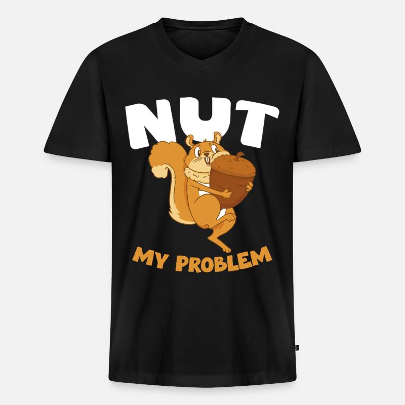 NUT MY PROBLEM Eichhörnchen - Männer Premium Bio T-Shirt mit V-Ausschnitt - Schwarz