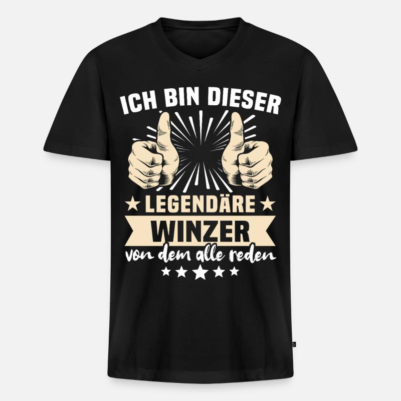 Winzer Sprüche - Männer Premium Bio T-Shirt mit V-Ausschnitt - Schwarz