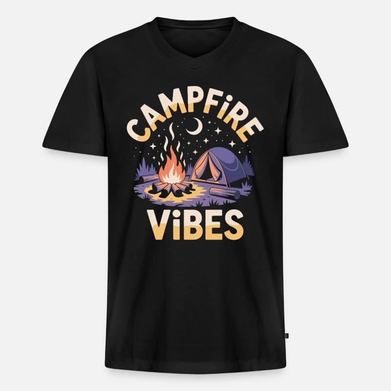 Campfire Vibes - Männer Premium Bio T-Shirt mit V-Ausschnitt - Schwarz