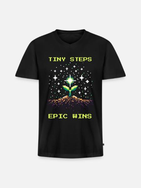 Petits pas, grands succès | Travail social - T-shirt encolure en V Premium bio Homme - noir