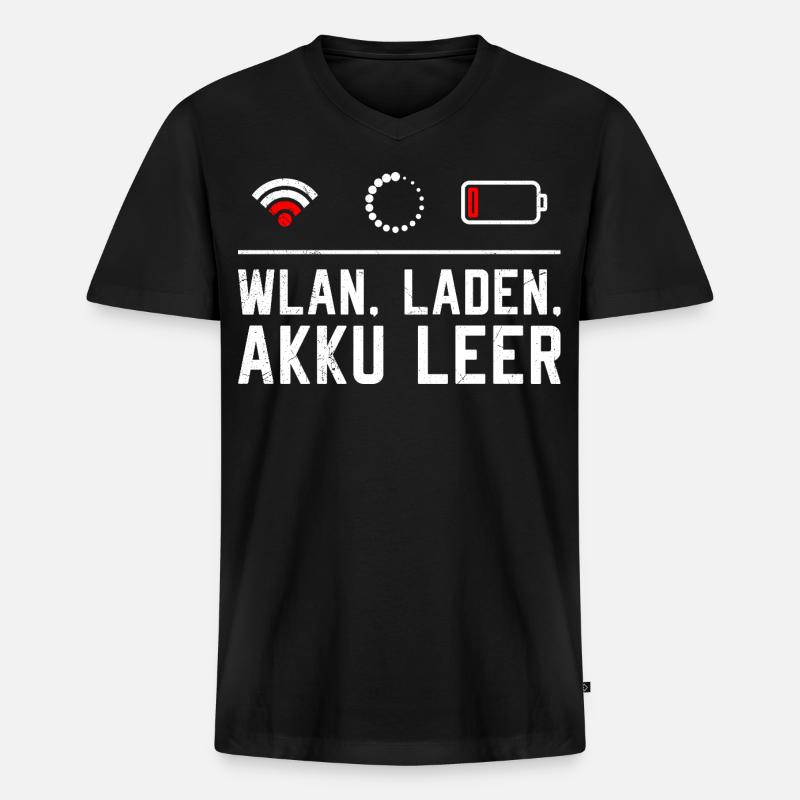 Coder WLAN. LADEN. AKKU LEER LUSTIG - Männer Premium Bio T-Shirt mit V-Ausschnitt - Schwarz