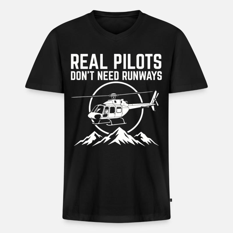 Hubschrauberpilot Helikopterpilot - Männer Premium Bio T-Shirt mit V-Ausschnitt - Schwarz