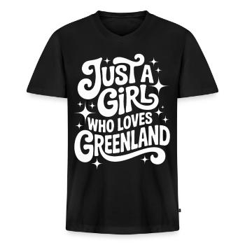 Just a Girl who Loves Greenland Grönland Fan - Männer Premium Bio T-Shirt mit V-Ausschnitt - Schwarz - Vorne - Nico (187cm)