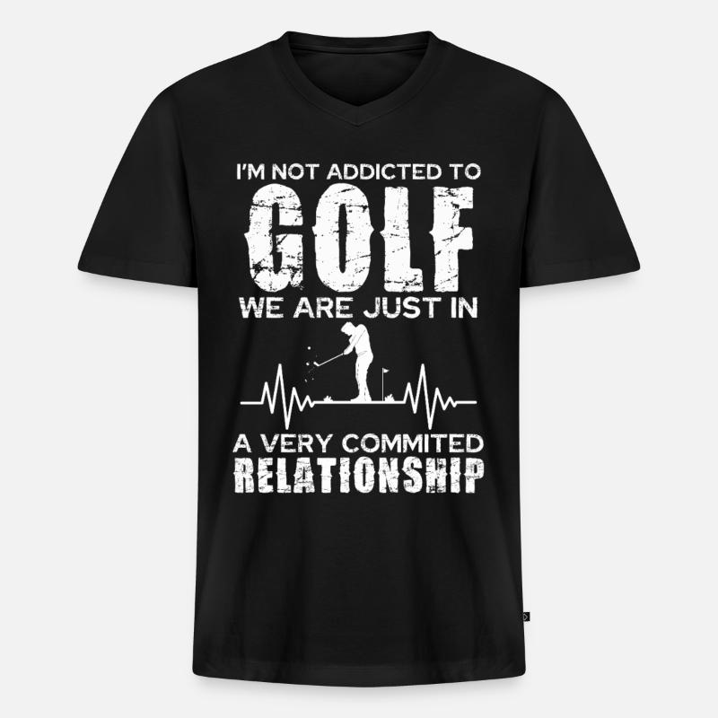 Golfrelation: Engagerad passion - Ekologisk premium-T-shirt med V-ringning herr - svart