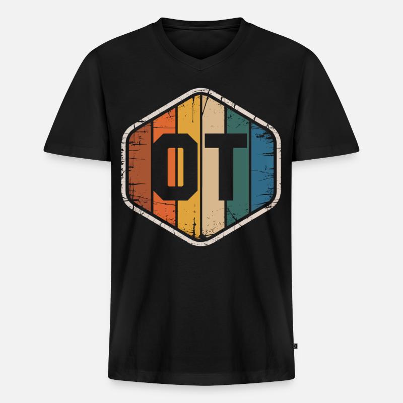 Retro OTI Schild Farbenvielfalt - Männer Premium Bio T-Shirt mit V-Ausschnitt - Schwarz