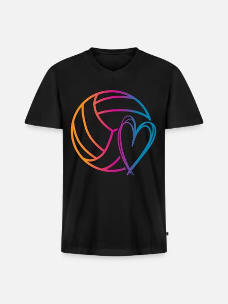 Volleyball Ball - Men's Premium Organic T-shirt with V-neck - black