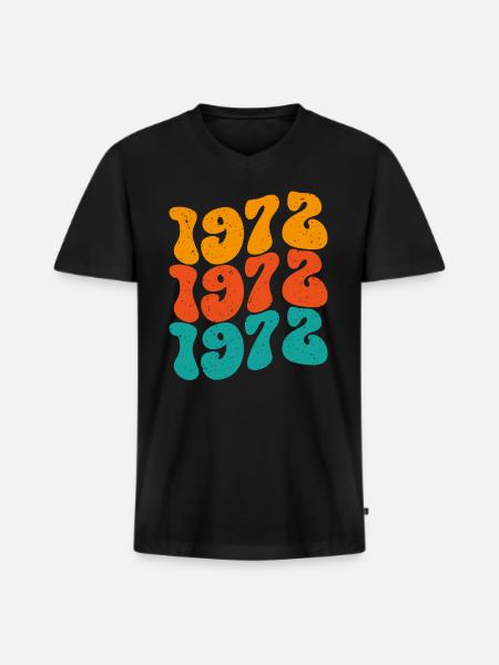 Millésime 1972 - T-shirt encolure en V Premium bio Homme - noir