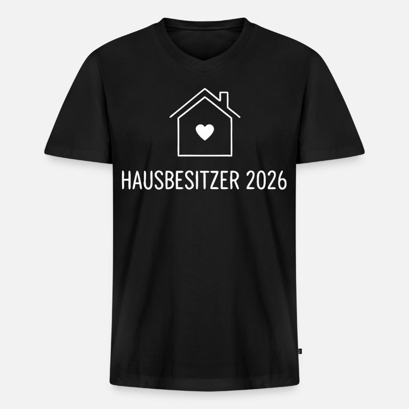 Hausbesitzer 2026 – Eigenheim - Männer Premium Bio T-Shirt mit V-Ausschnitt - Schwarz