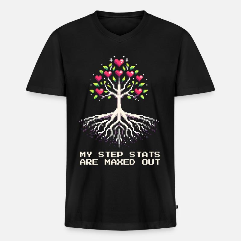 Stief-Stats auf Maximum | Patchworkfamilie - Männer Premium Bio T-Shirt mit V-Ausschnitt - Schwarz